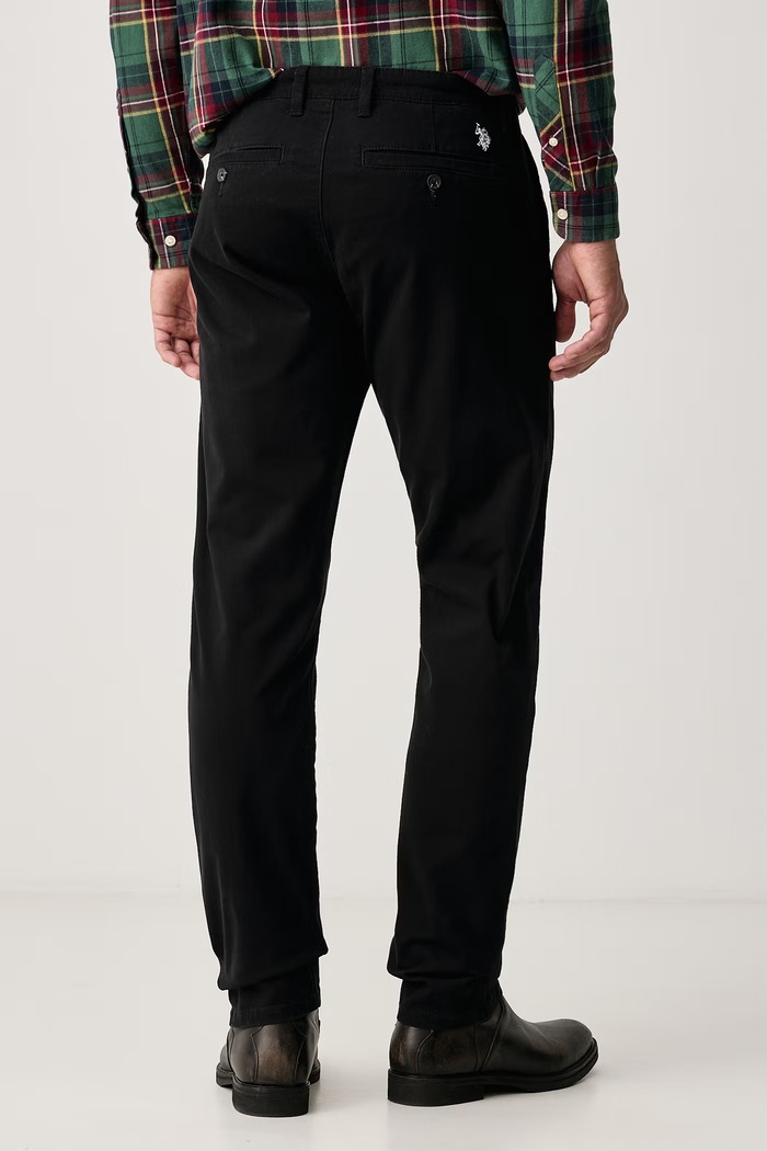 Odzież U.S. Polo Assn. Spodnie męskie bawełniane z elastanem Classic USPA Chino MUP3346 czarny