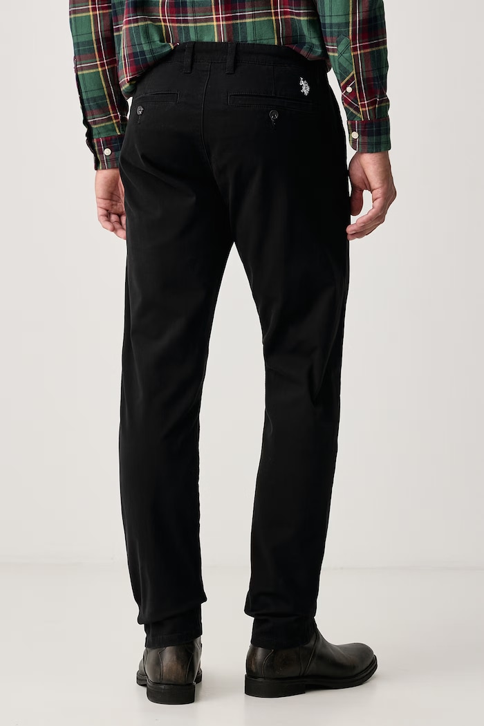 Odzież U.S. Polo Assn. Spodnie męskie bawełniane z elastanem Classic USPA Chino MUP3346 czarny