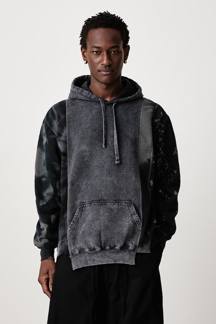 Needles Felpa con cappuccio in cotone da uomo blu navy TY463