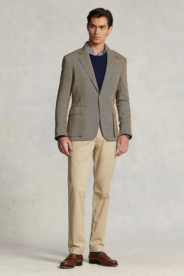 Odzież Polo Ralph Lauren Spodnie chinos męskie z bawełną 710B23868 beżowy