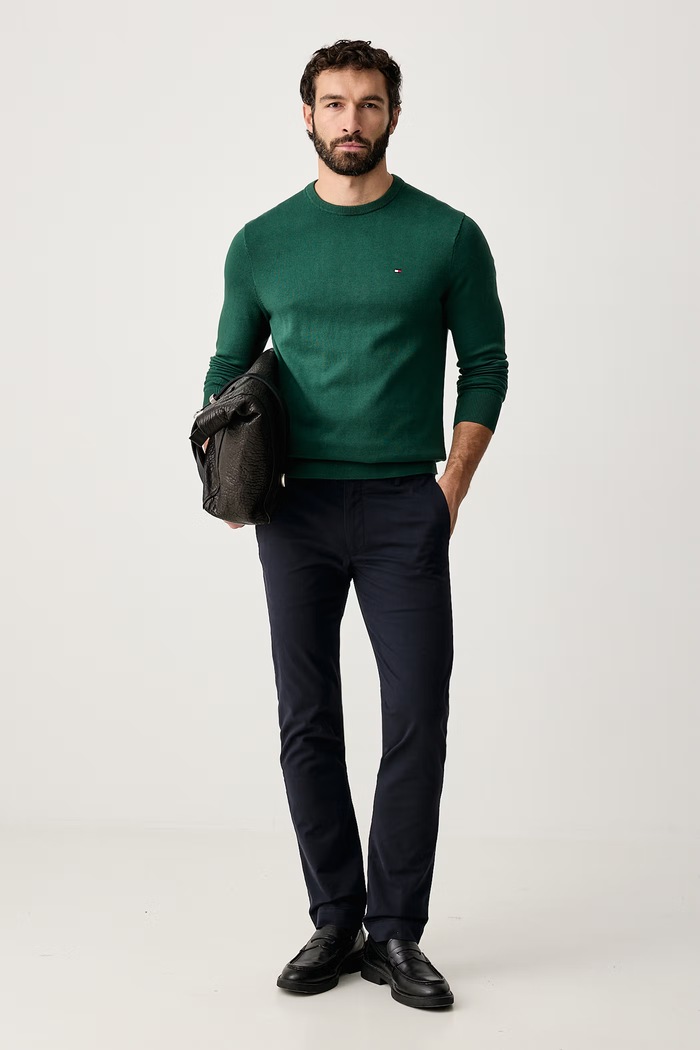 Polo Ralph Lauren Spodnie chinos męskie z bawełną 710B23868 granatowy AW26