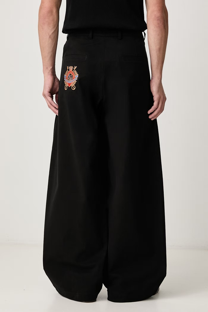 Odzież House of Errors Crown spodnie wide leg bawełniane z elastanem męskie HEFW26PA01714 czarny