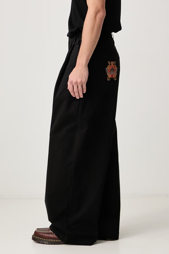 Crown spodnie wide leg bawełniane z elastanem męskie House of Errors HEFW26PA01714 czarny