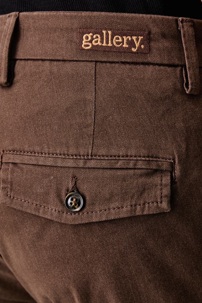 Spodnie chinos męskie z bawełną Hunt Mos Mosh 511640 brązowy