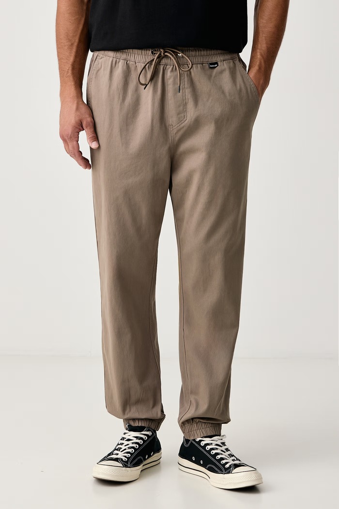 Hurley Spodnie joggery męskie bawełniane z elastanem beżowy MPTEU00046