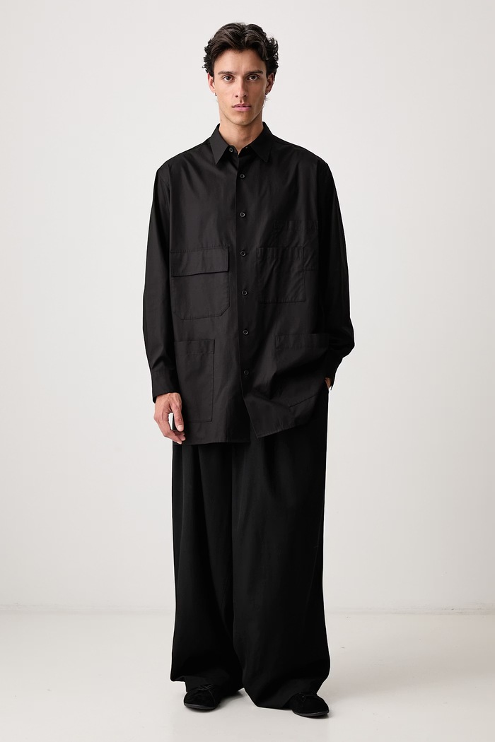 Yohji Yamamoto 12 TUCKS spodnie garniturowe wełniane męskie KN3675 czarny AW26