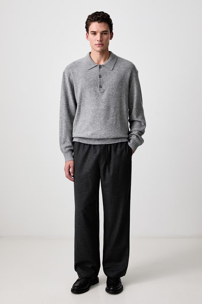 Frame FLANNEL EASY TROUSERS spodnie z wełną męskie MF26WPA010 szary AW26
