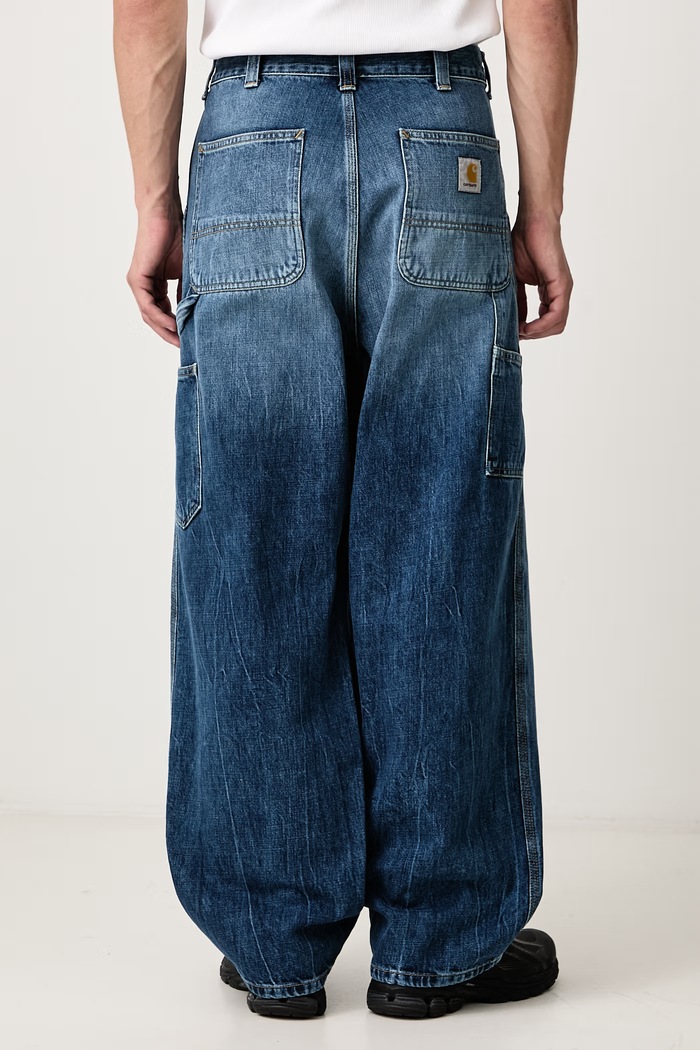 Oblečenie Carhartt WIP OG Single Knee Pant rifle loose pánske I034871 modrá