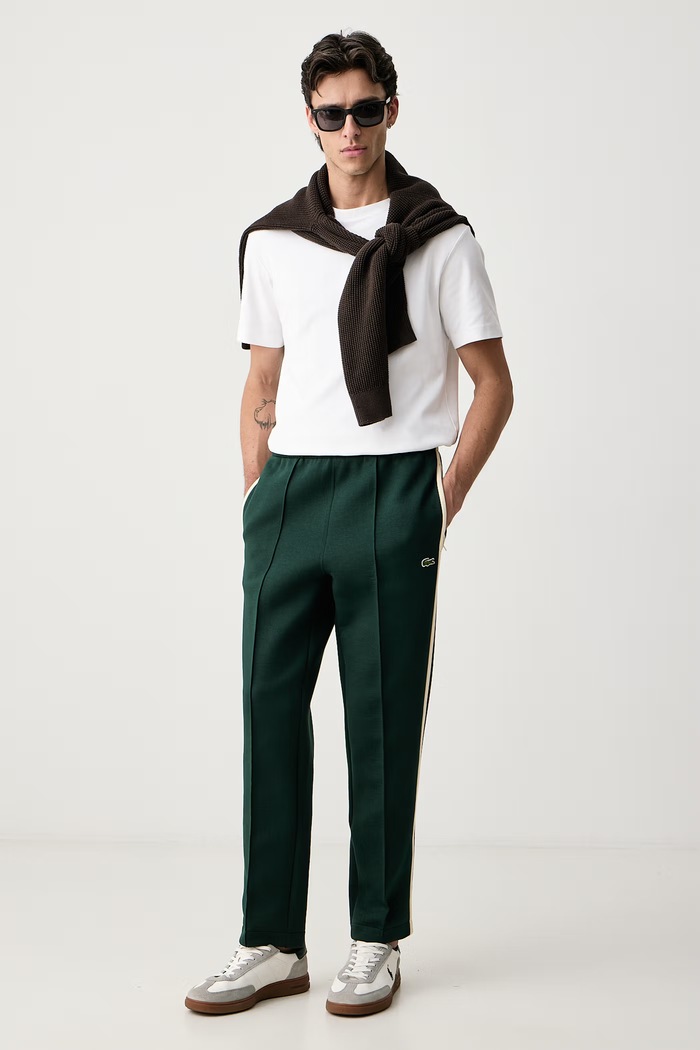 Lacoste Spodnie dresowe męskie z bawełną XH8615 zielony AW26