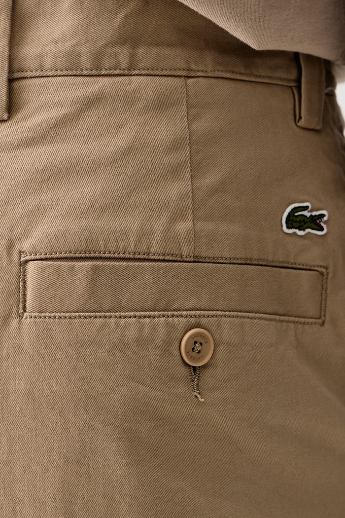 Spodnie męskie bawełniane z elastanem Lacoste HH0141 beżowy