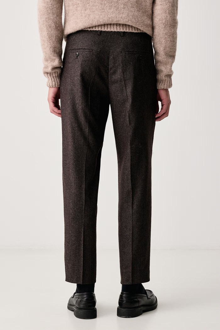 Odzież Barbour Spodnie slim fit męskie z wełną Carlton MTR0810 brązowy