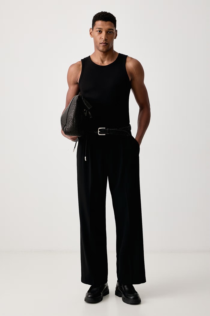 AllSaints Spodnie męskie z dodatkiem wełny COLWYN M091TF czarny AW26