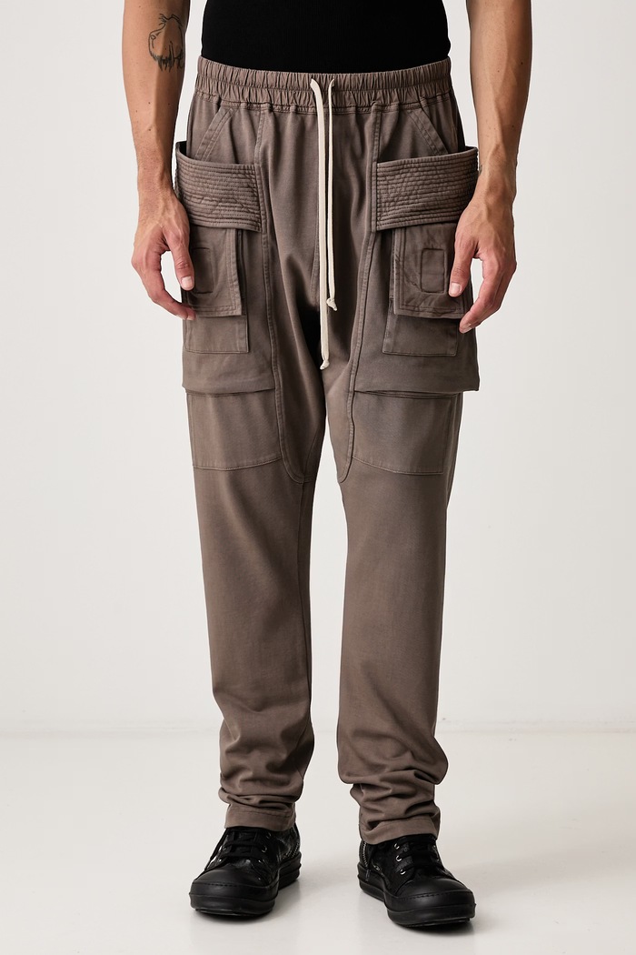 Rick Owens DRKSHDW Creatch Cargo hlače cargo s pamukom za muškarce siva DU02F6376.RIG