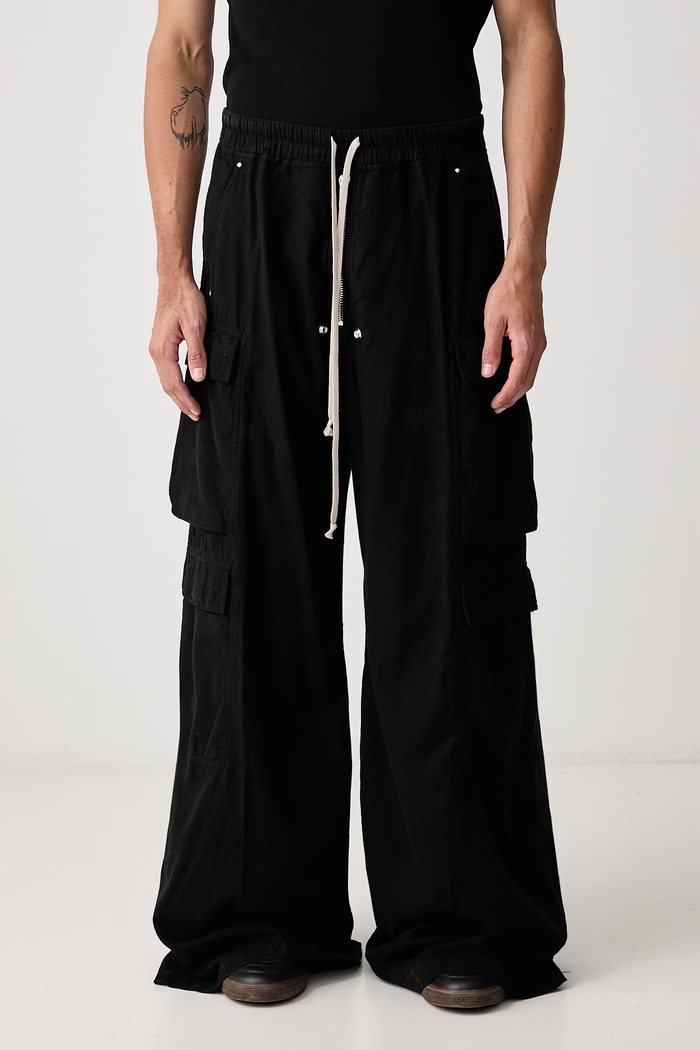 Rick Owens DRKSHDW Double Cargo Jumbo Belas hlače od pamuka za muškarce crna DU02F6398.CFL