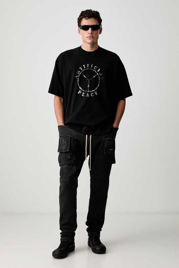 Rick Owens DRKSHDW Creatch Cargo donji dio trenirke od pamuka s elastanom za muškarce DU02F6376.FD crna AW26