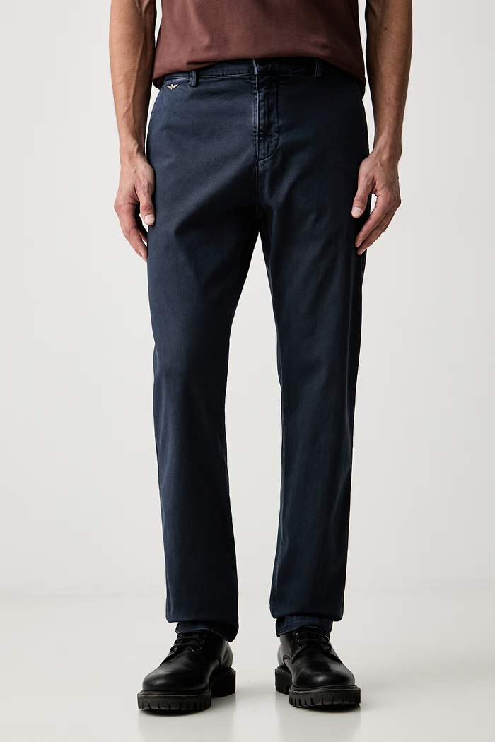 Aeronautica Militare spodnie chinos męskie bawełniane z elastanem granatowy PA1746UCT04396