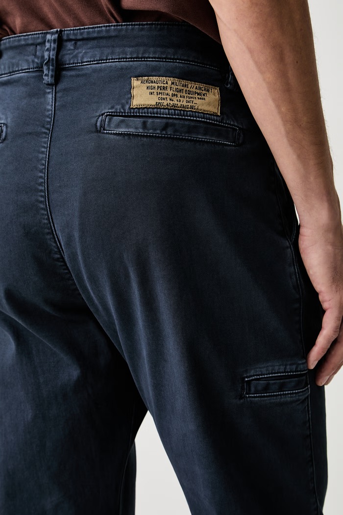 Aeronautica Militare spodnie chinos męskie bawełniane z elastanem granatowy PA1746UCT04396