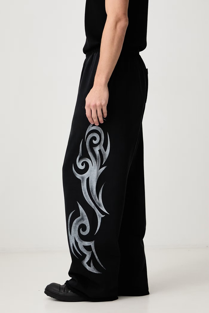 Graffiti Tribal sweatpants cotton Men's Vetements MH27SP155B black