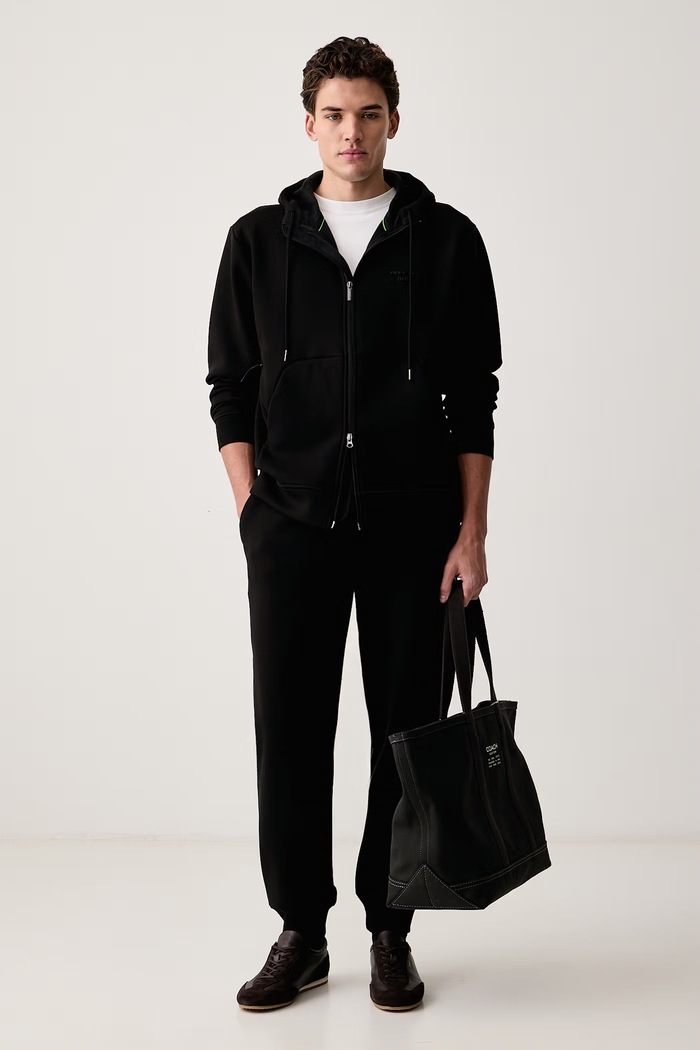 BOSS Green Pantaloni de trening pentru bărbați cu bumbac JT_PS Icons70 50569936 negru AW26