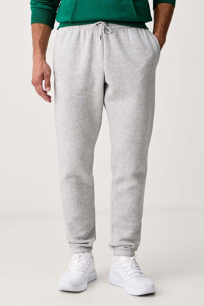 Under Armour Spodnie dresowe męskie z bawełną Essential Fleece szary 1373882.013