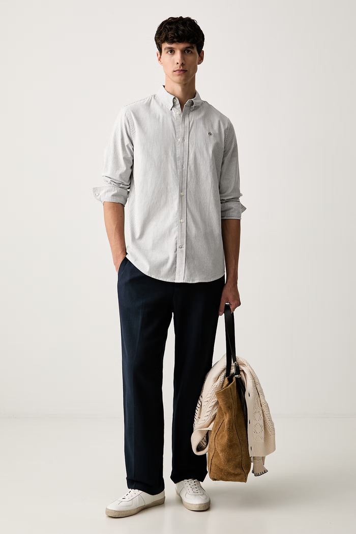 Scotch & Soda spodnie męskie z dodatkiem lnu 183544 granatowy AW26