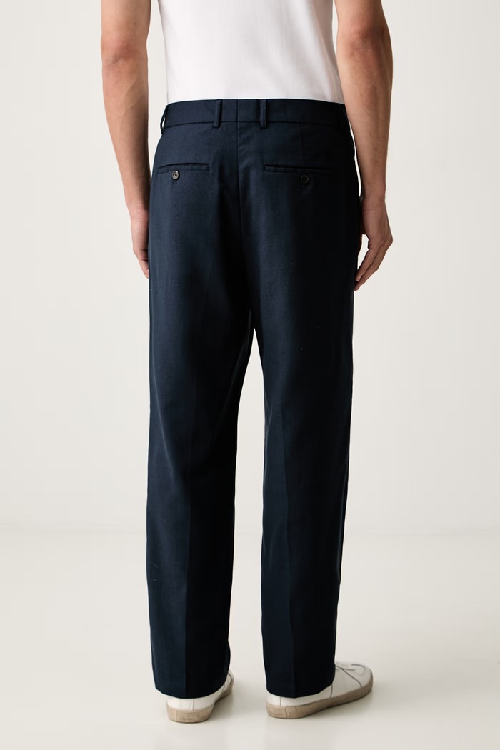 Odzież Scotch & Soda spodnie męskie z dodatkiem lnu 183544 granatowy
