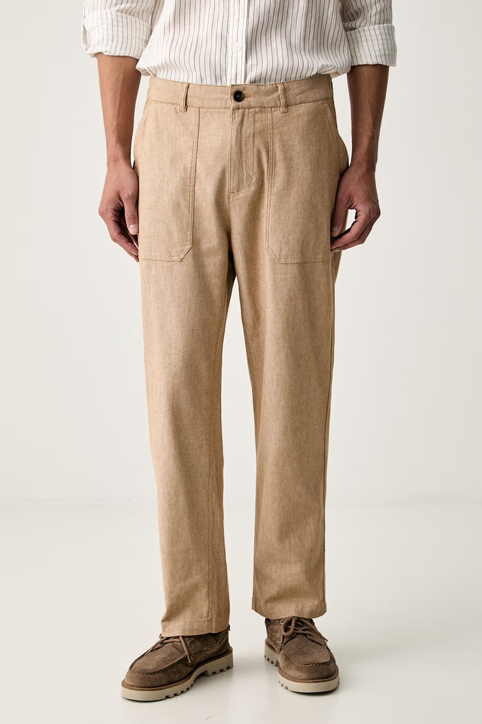 Scotch & Soda spodnie męskie z dodatkiem lnu beżowy 183542