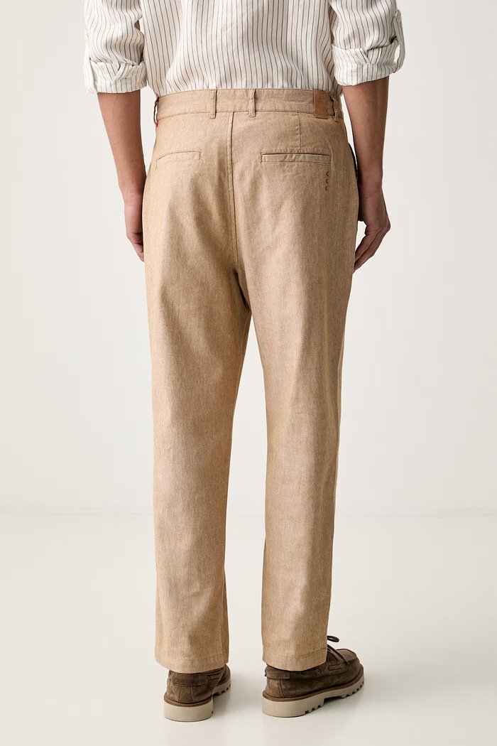 Odzież Scotch & Soda spodnie męskie z dodatkiem lnu 183542 beżowy