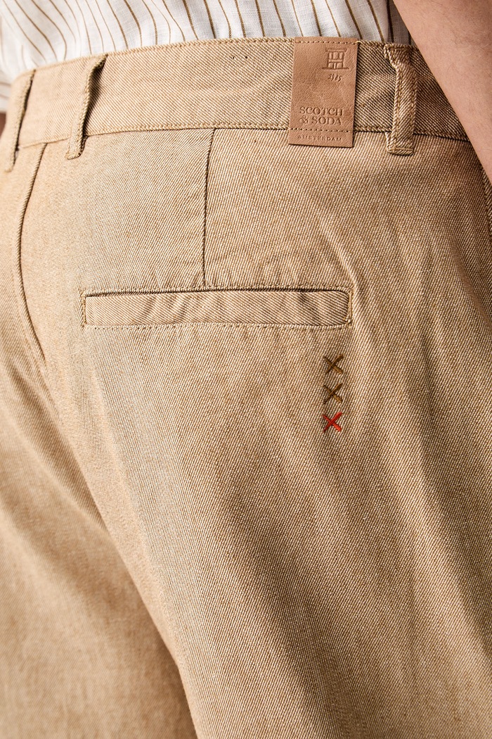 Scotch & Soda spodnie męskie z dodatkiem lnu beżowy 183542