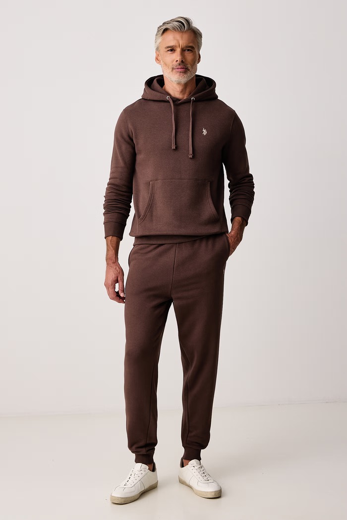 U.S. Polo Assn. Teplákové nohavice pánske s bavlnou DHM BB MUP3532 hnedá AW26