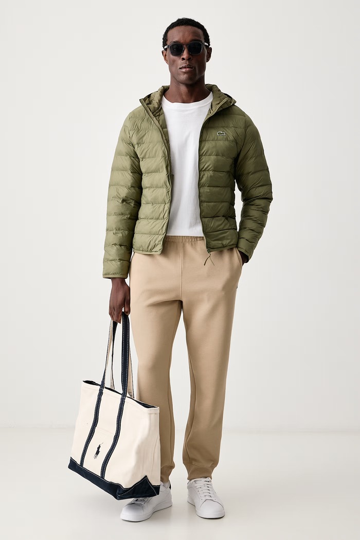 Lacoste Tepláky pánské s bavlnou XH9455 béžová AW26