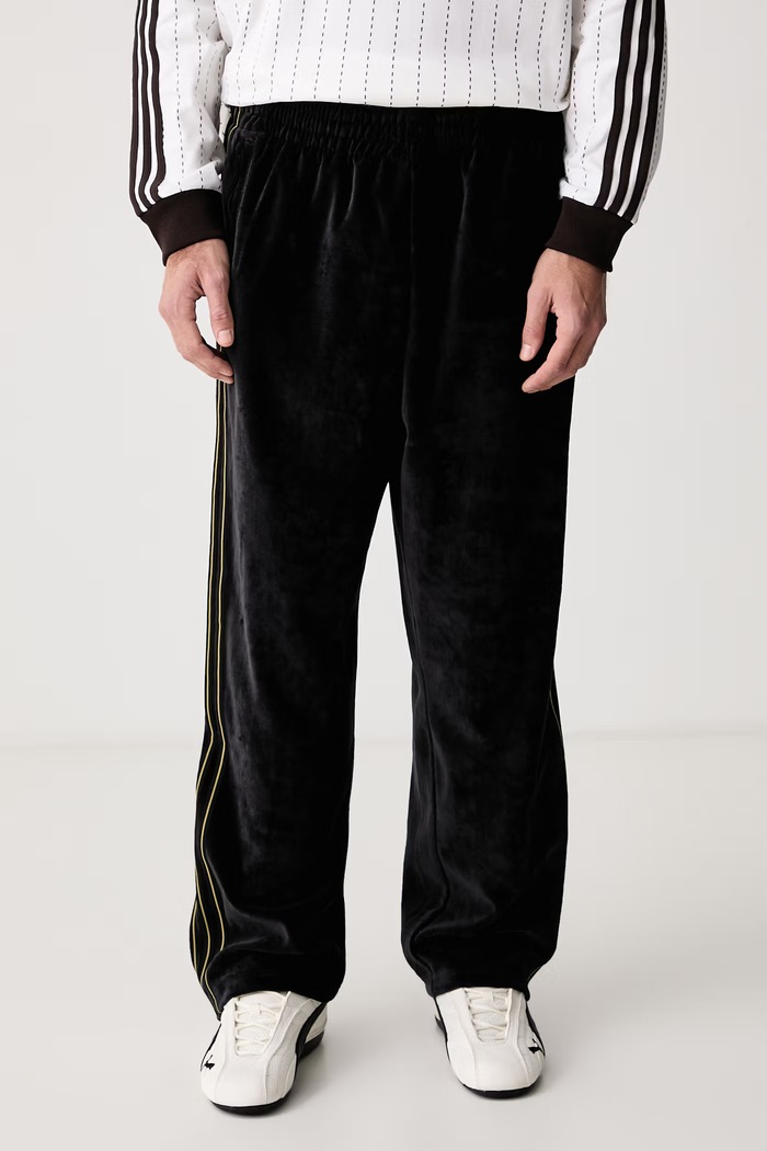 adidas Originals Spodnie dresowe męskie z bawełną Firebird Velour czarny KS4100