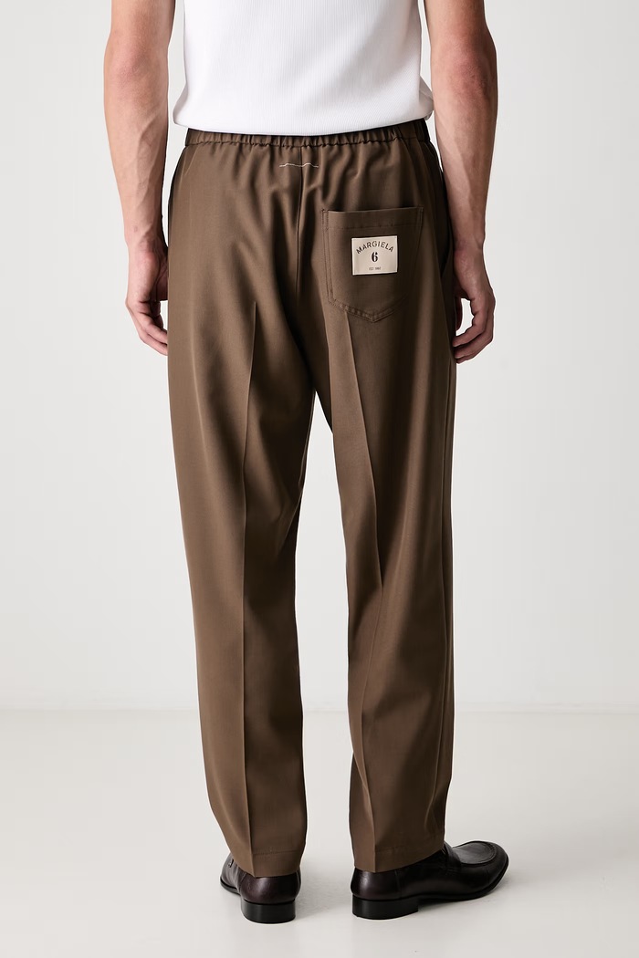 Odzież MM6 Maison Margiela Spodnie z wełną męskie SH0KA0023.M36020 brązowy