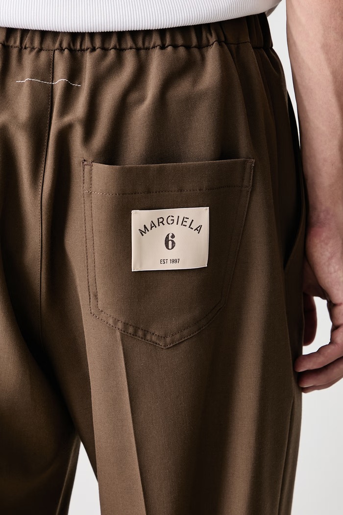 Spodnie z wełną męskie MM6 Maison Margiela brązowy SH0KA0023.M36020