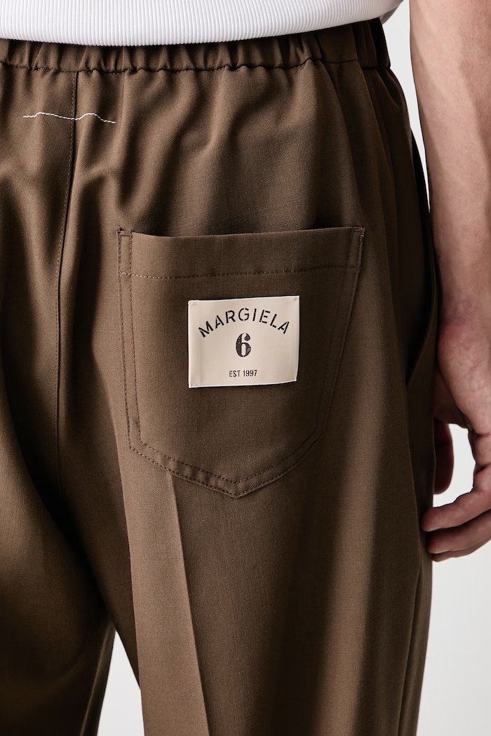 Spodnie z wełną męskie MM6 Maison Margiela brązowy SH0KA0023.M36020