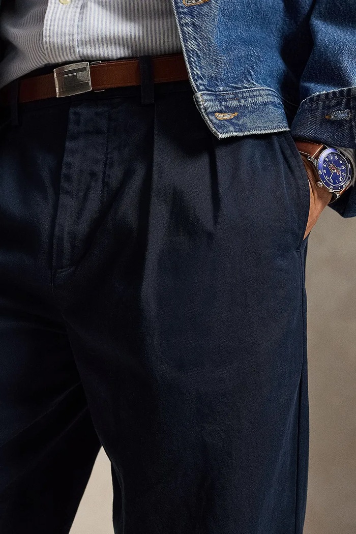 Spodnie chinos damskie bawełniane Polo Ralph Lauren 710B24582 granatowy