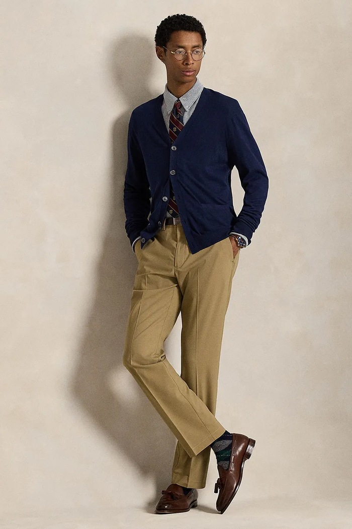 Odzież Polo Ralph Lauren Spodnie chinos męskie z wiskozą 710973864 beżowy