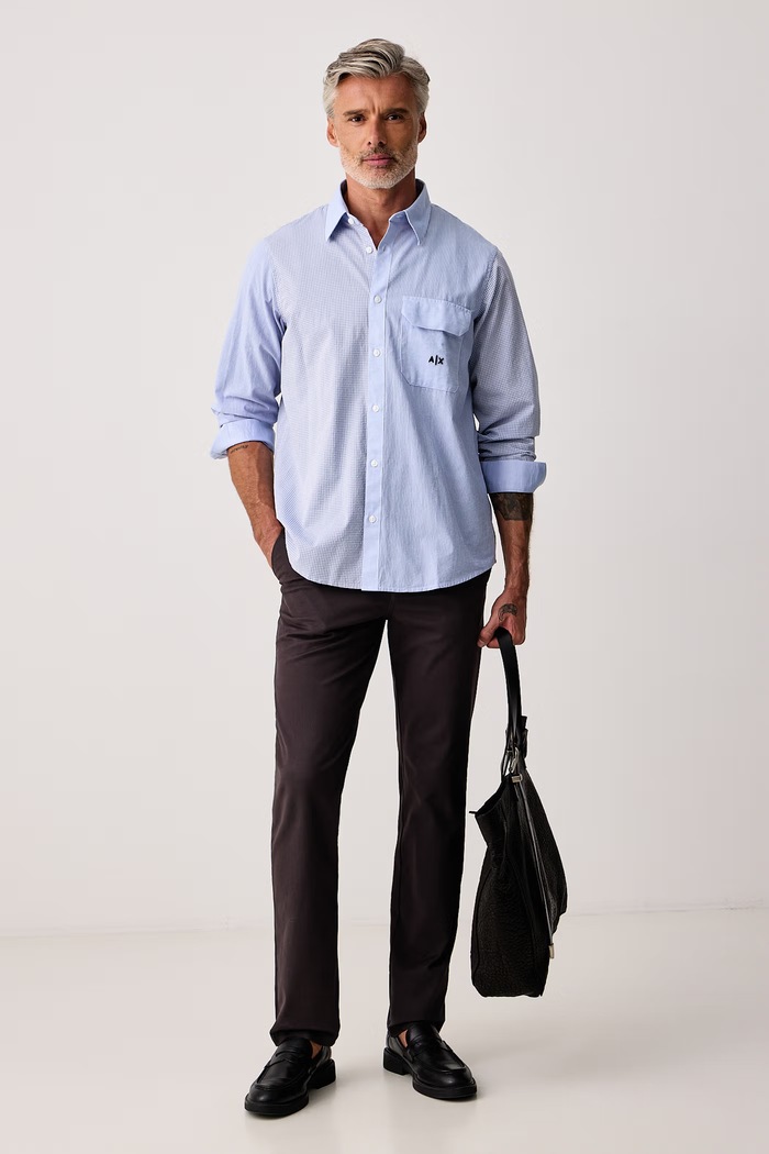 Armani Exchange Spodnie chinos męskie bawełniane z elastanem XM003537.AF22547 szary AW26