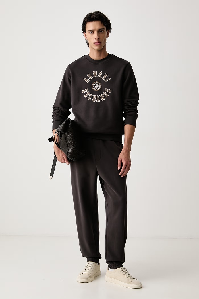 Armani Exchange spodnie dresowe męskie bawełniane z elastanem XM002914.AF26047 szary AW26