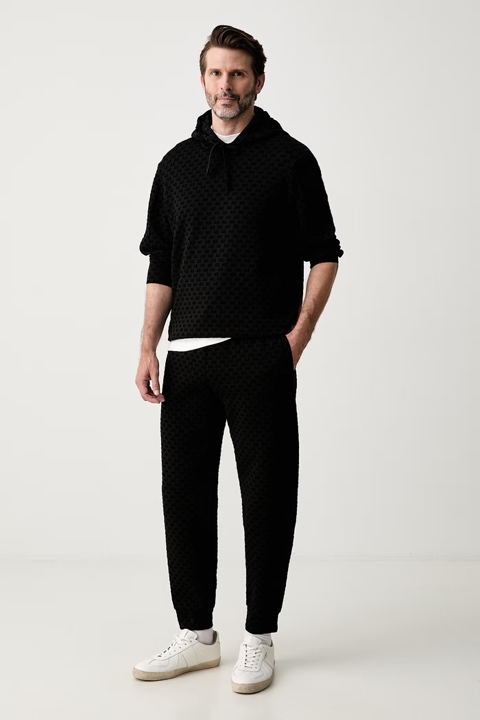 Armani Exchange donji dio trenirke za muškarce s pamukom XM002904.AF10818 crna AW26