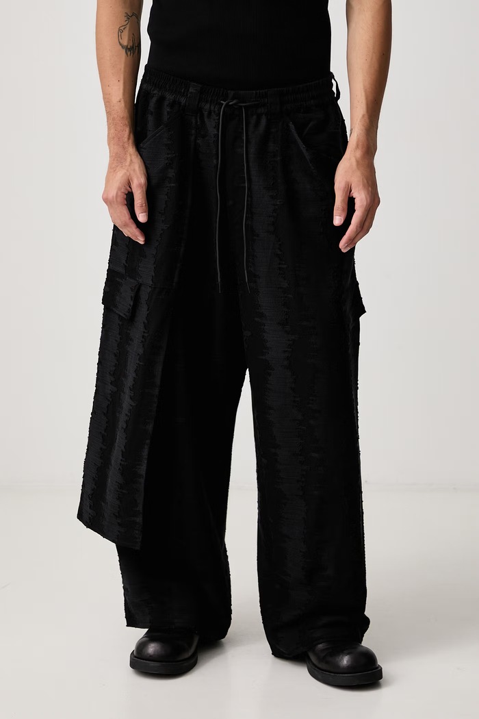Y-3 M DS CARGO PNT pantaloni con lino da uomo nero KW7046