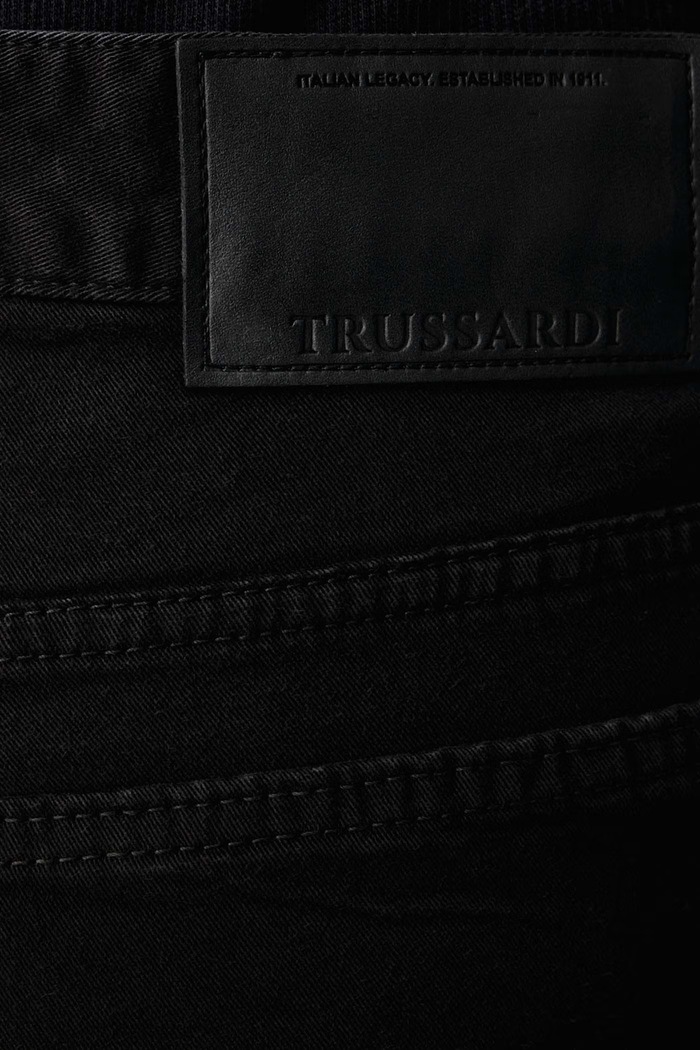 Spodnie męskie bawełniane z elastanem Trussardi P700H004766N czarny