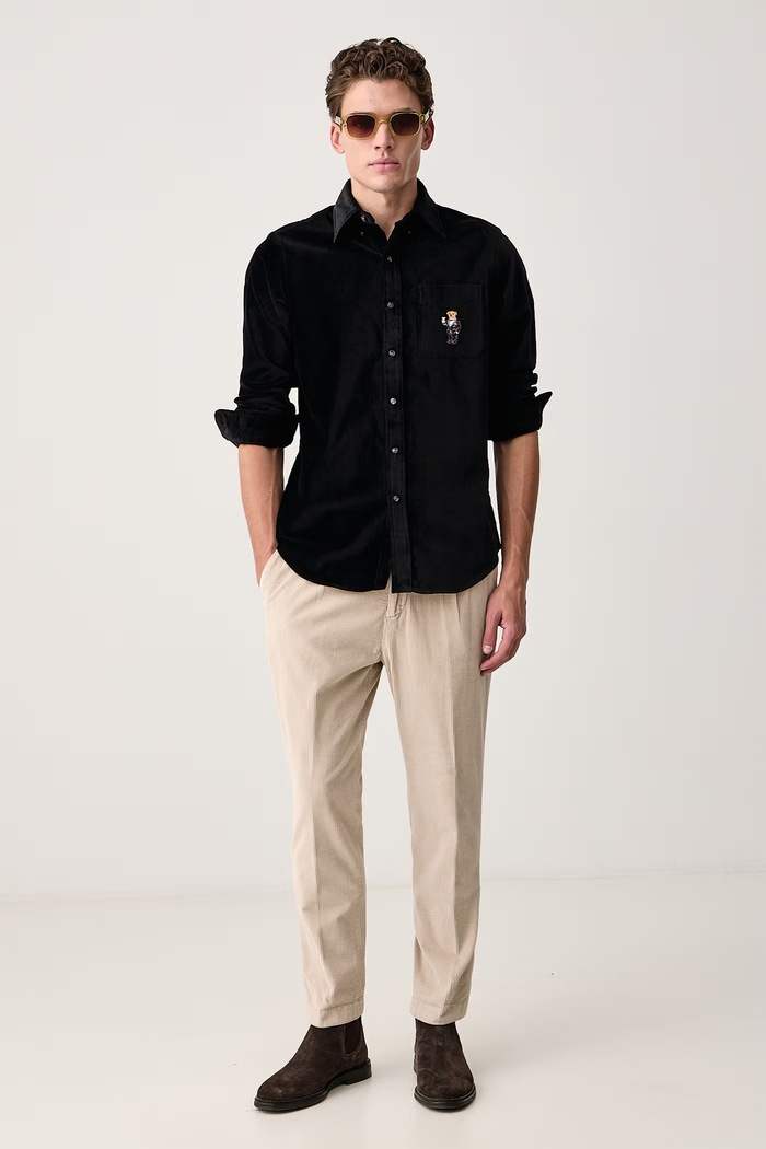 Joop! Spodnie regular męskie sztruksowe 30106334 beżowy AW26