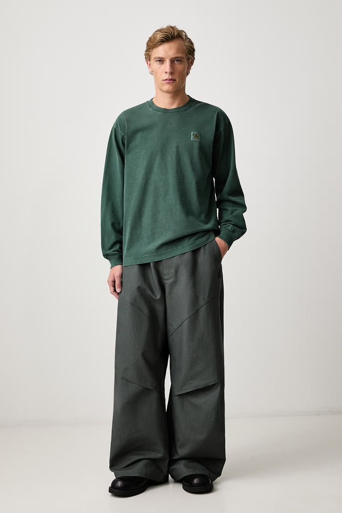 adidas Originals Equipment Canvas широк панталон от памук мъжки KR1420 зелен AW26
