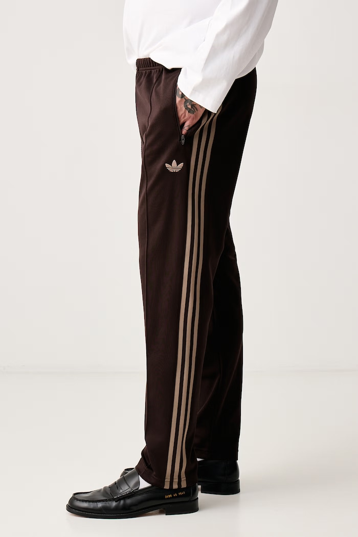 Spodnie dresowe męskie z bawełną Beckenbauer adidas Originals KT5048 brązowy