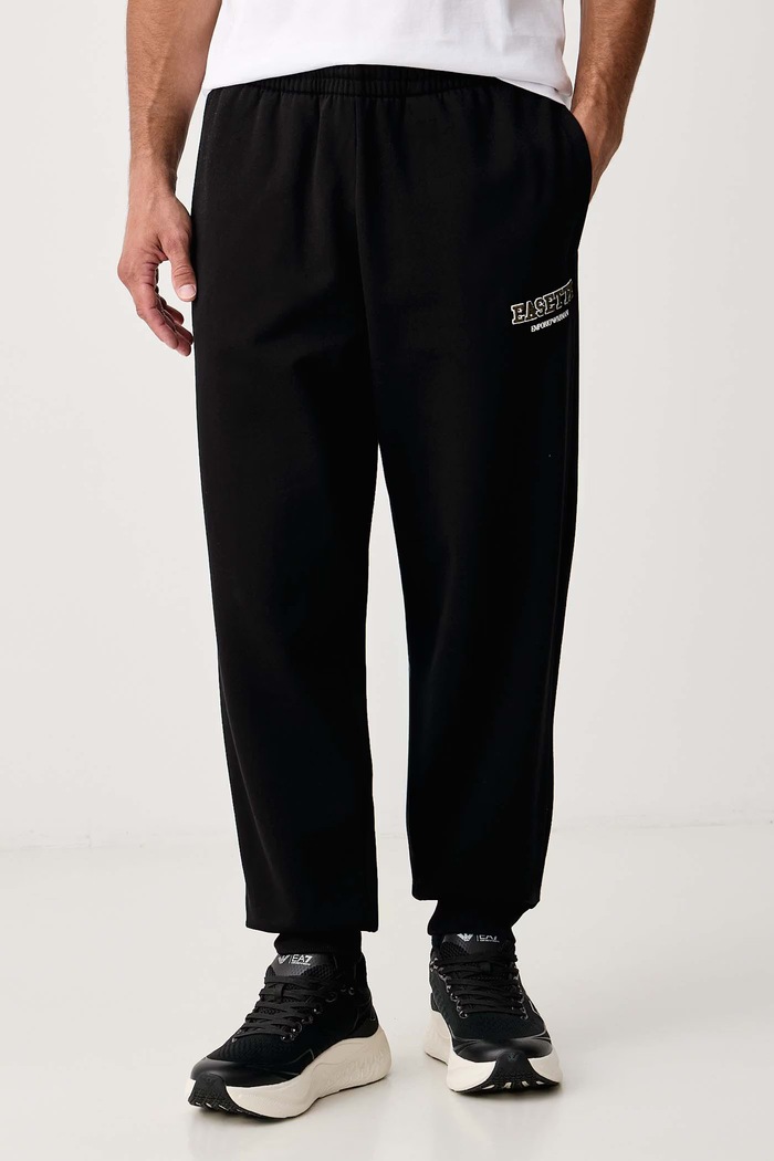 EA7 Emporio Armani Spodnie dresowe męskie z bawełną czarny AF10377.7M002211