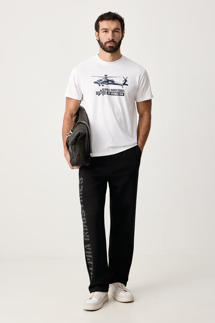 Alpha Industries Παντελόνι επίσημο ανδρικό με βαμβάκι Alpha Side Wording DTM 268361 μαύρο AW26