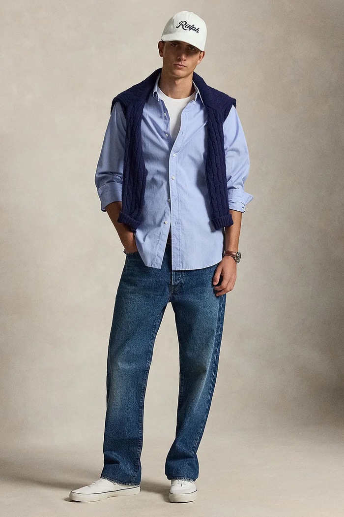 Odzież Polo Ralph Lauren jeansy straight męskie 710B19633001 granatowy