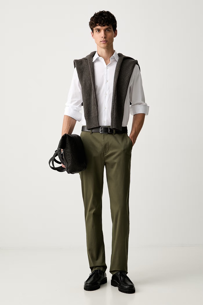 Calvin Klein spodnie slim fit męskie bawełniane z elastanem LV140EM633 zielony AW26