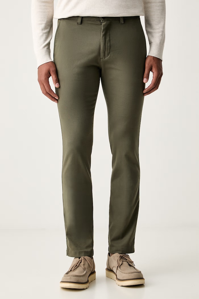 BOSS Orange Spodnie chinos męskie bawełniane z elastanem Chino-Slim-2 zielony 50566715